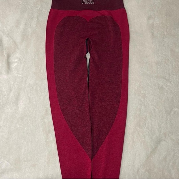 PINK Victoria's Secret Maroon/Red Heart Shape Seamless Leggings - Picture 4 of 7